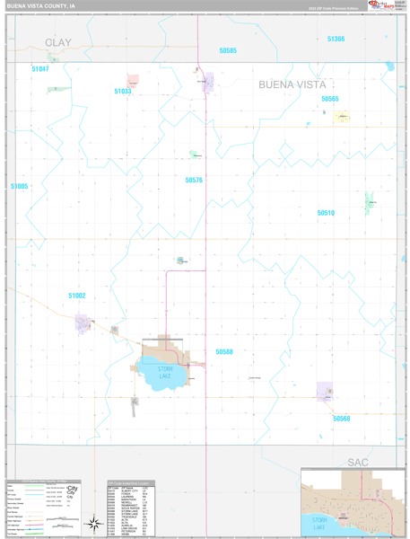 Buena Vista County, IA Wall Map Premium Style